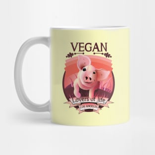 Vegan - Lovers of life. Los Angeles Vegan (dark lettering) Mug